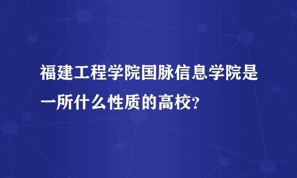 福建工程学院国脉信息学院是一所什么性质的高校？