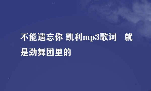 不能遗忘你 凯利mp3歌词   就是劲舞团里的