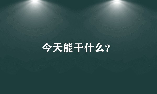 今天能干什么？