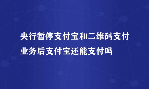 央行暂停支付宝和二维码支付业务后支付宝还能支付吗