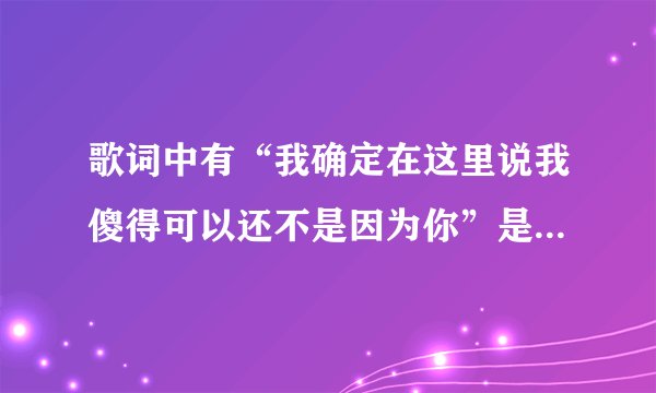 歌词中有“我确定在这里说我傻得可以还不是因为你”是什么歌？