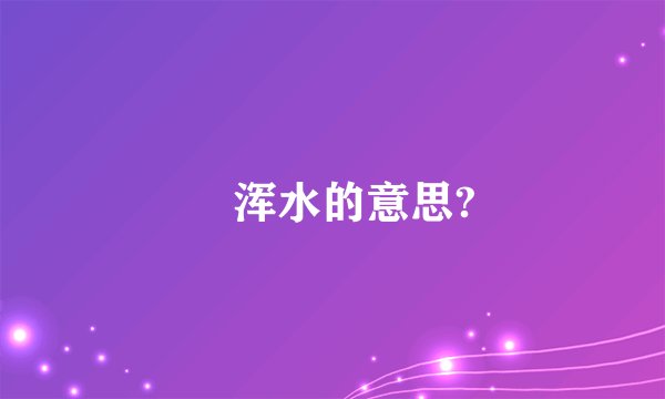 蹚浑水的意思?