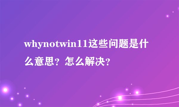 whynotwin11这些问题是什么意思？怎么解决？