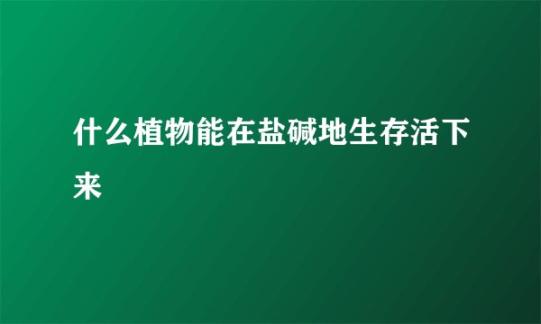 什么植物能在盐碱地生存活下来