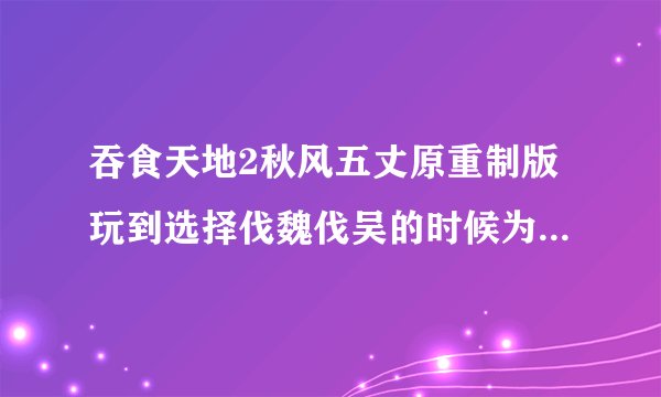 吞食天地2秋风五丈原重制版玩到选择伐魏伐吴的时候为什么要密码
