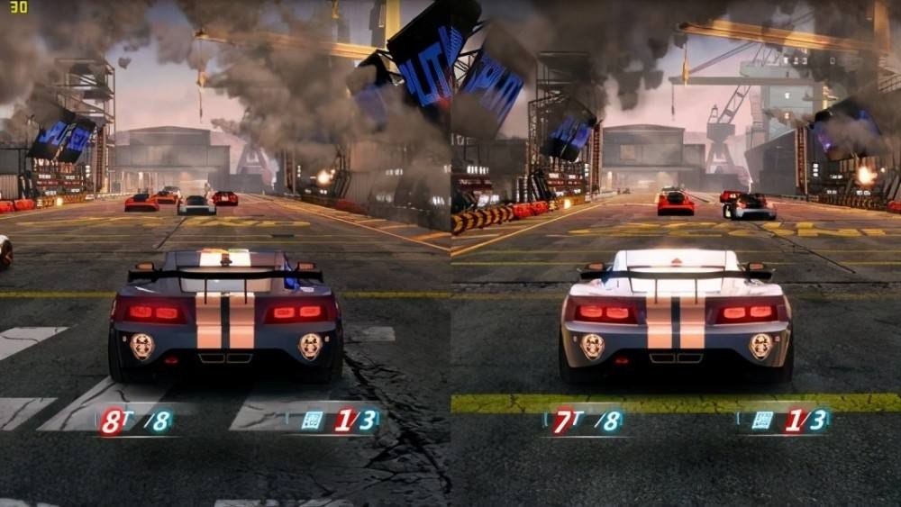 有一个赛车游戏，漂移获得能量，能量满了发动技能，能改变赛道，让旁边的建筑倒塌或者航母打开甲板？