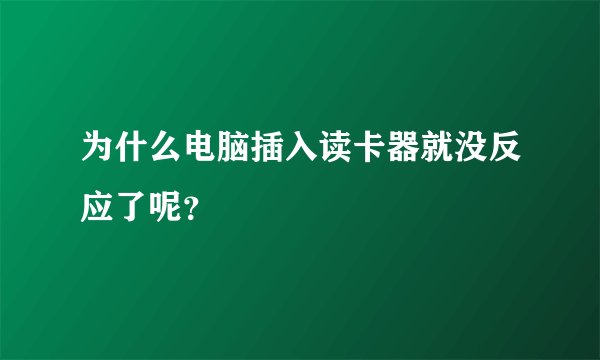 为什么电脑插入读卡器就没反应了呢？