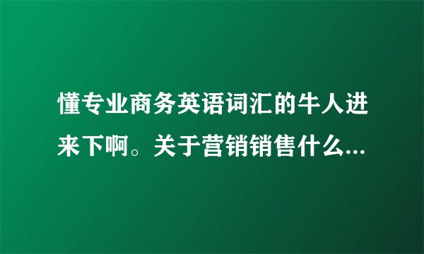 懂专业商务英语词汇的牛人进来下啊。关于营销销售什么的大作业~~