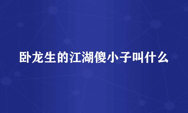 卧龙生的江湖傻小子叫什么