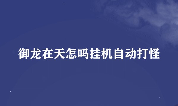 御龙在天怎吗挂机自动打怪