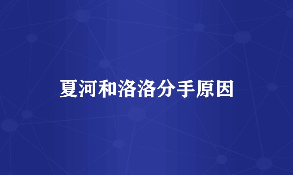 夏河和洛洛分手原因
