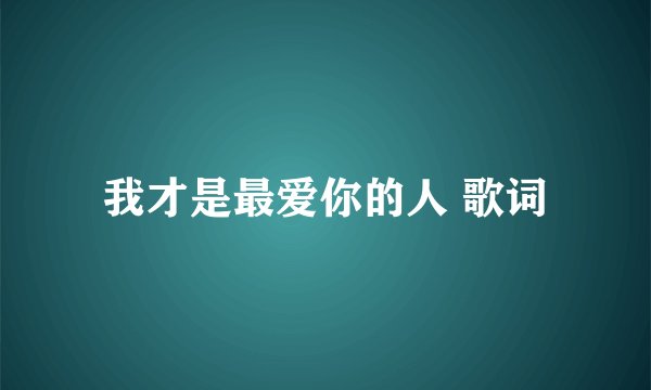 我才是最爱你的人 歌词