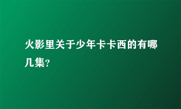 火影里关于少年卡卡西的有哪几集？