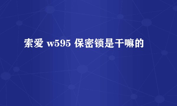 索爱 w595 保密锁是干嘛的