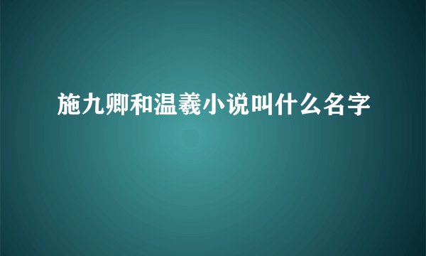 施九卿和温羲小说叫什么名字