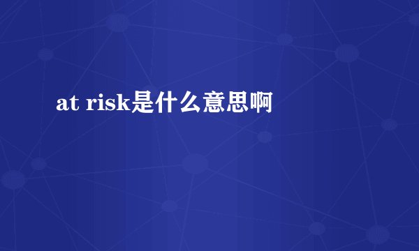 at risk是什么意思啊
