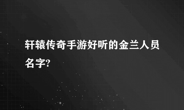 轩辕传奇手游好听的金兰人员名字?