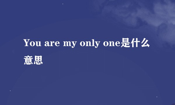 You are my only one是什么意思