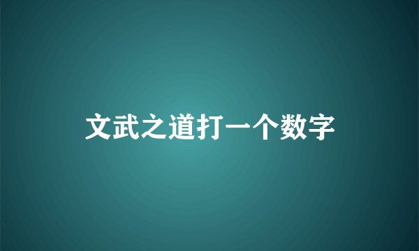 文武之道打一个数字