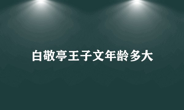 白敬亭王子文年龄多大