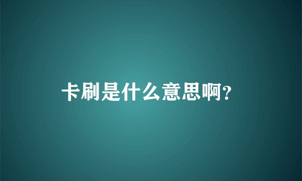 卡刷是什么意思啊?