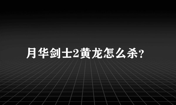 月华剑士2黄龙怎么杀？
