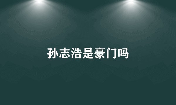 孙志浩是豪门吗