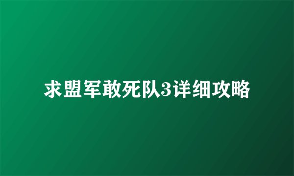求盟军敢死队3详细攻略