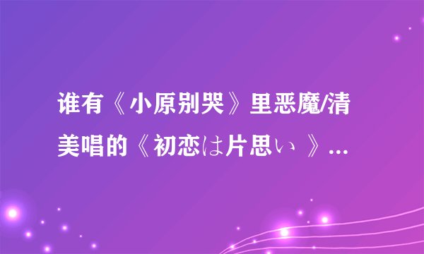 谁有《小原别哭》里恶魔/清美唱的《初恋は片思い 》的歌词，要罗马音的。
