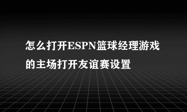 怎么打开ESPN篮球经理游戏的主场打开友谊赛设置