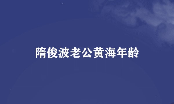 隋俊波老公黄海年龄