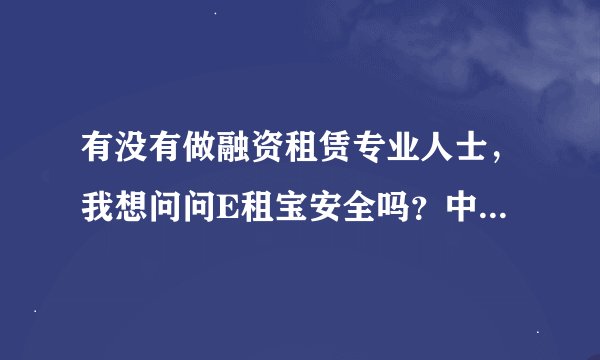 有没有做融资租赁专业人士，我想问问E租宝安全吗？中登网查到的资料可靠吗？本人想投点钱，但是有些担心
