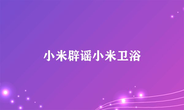 小米辟谣小米卫浴