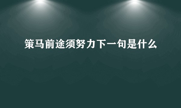 策马前途须努力下一句是什么