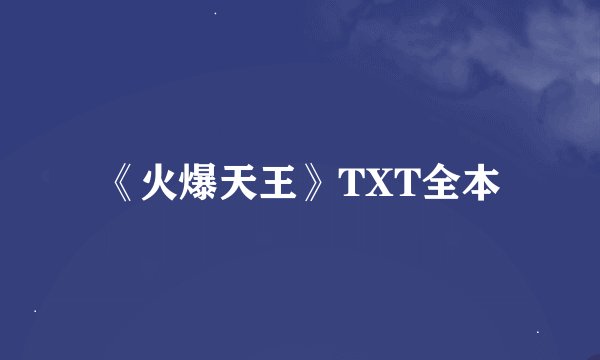 《火爆天王》TXT全本