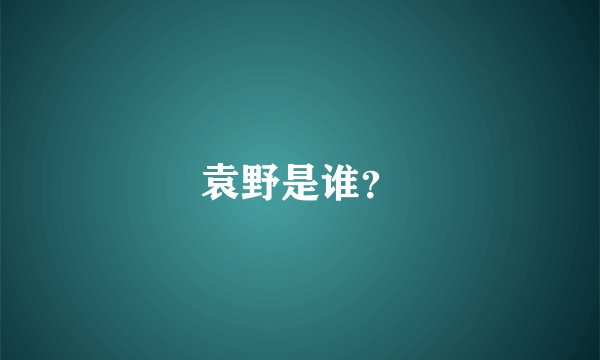 袁野是谁？
