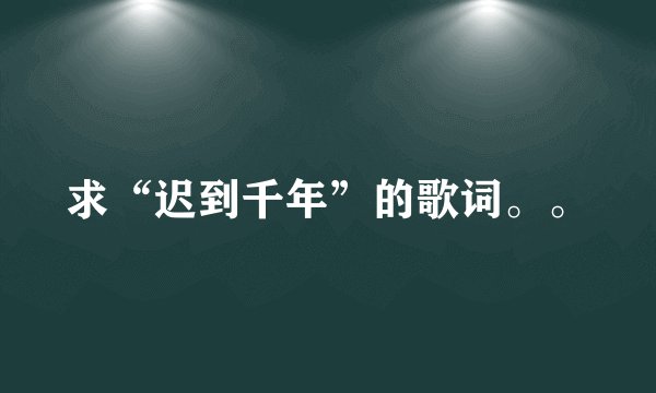 求“迟到千年”的歌词。。