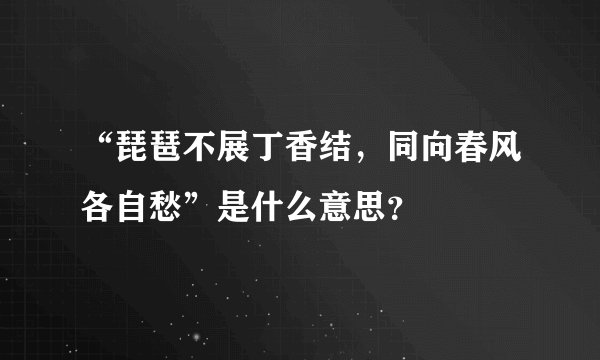 “琵琶不展丁香结，同向春风各自愁”是什么意思？