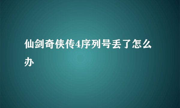 仙剑奇侠传4序列号丢了怎么办