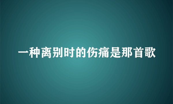 一种离别时的伤痛是那首歌