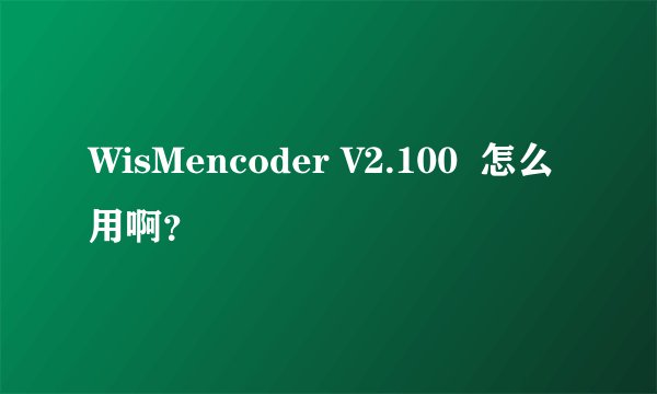WisMencoder V2.100  怎么用啊？
