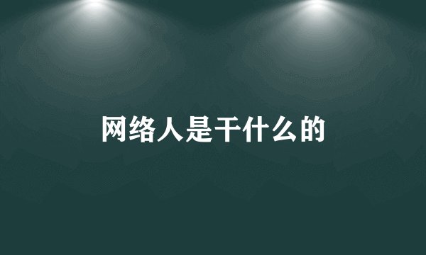 网络人是干什么的