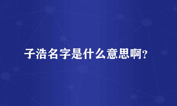 子浩名字是什么意思啊？