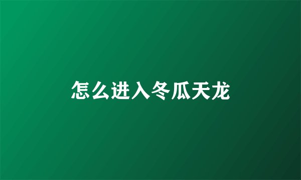 怎么进入冬瓜天龙