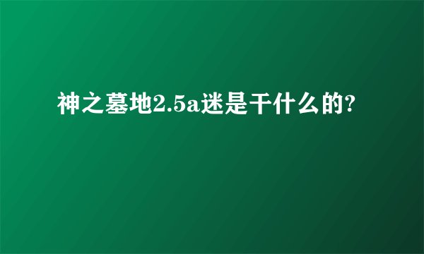 神之墓地2.5a迷是干什么的?