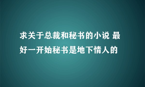 求关于总裁和秘书的小说 最好一开始秘书是地下情人的