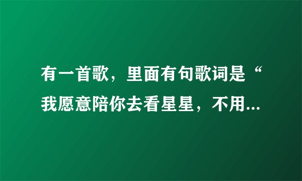 有一首歌，里面有句歌词是“我愿意陪你去看星星，不用再做说明”，歌名是什么？
