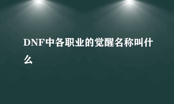DNF中各职业的觉醒名称叫什么
