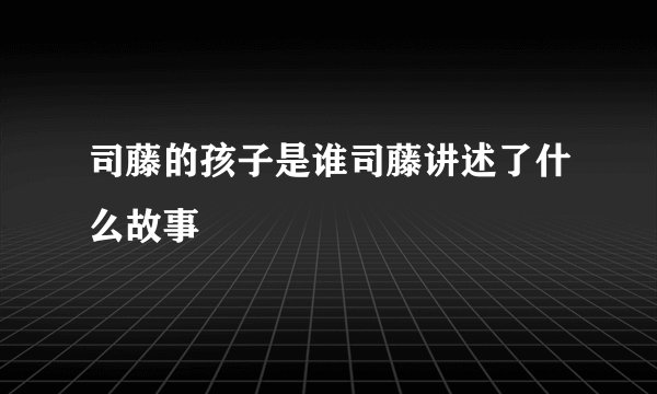 司藤的孩子是谁司藤讲述了什么故事