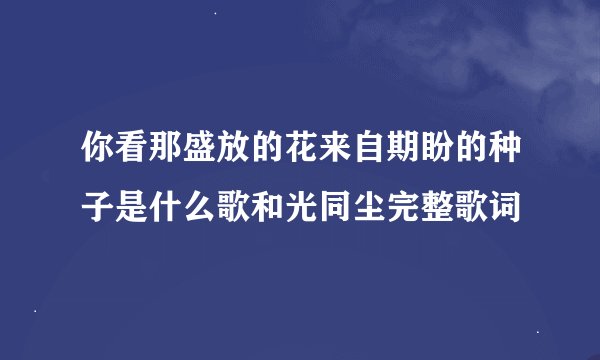 你看那盛放的花来自期盼的种子是什么歌和光同尘完整歌词